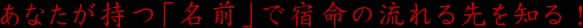 あなたが持つ「名前」で宿命の流れる先を知る！